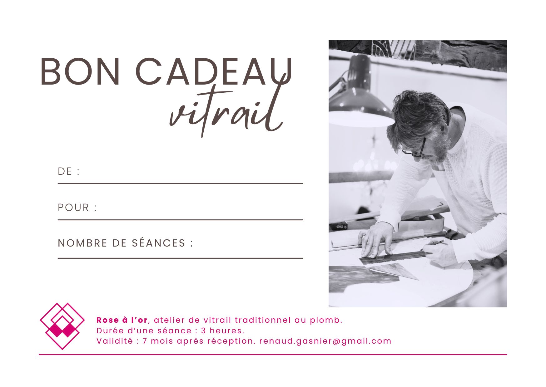 carte cadeau stage de vitrail